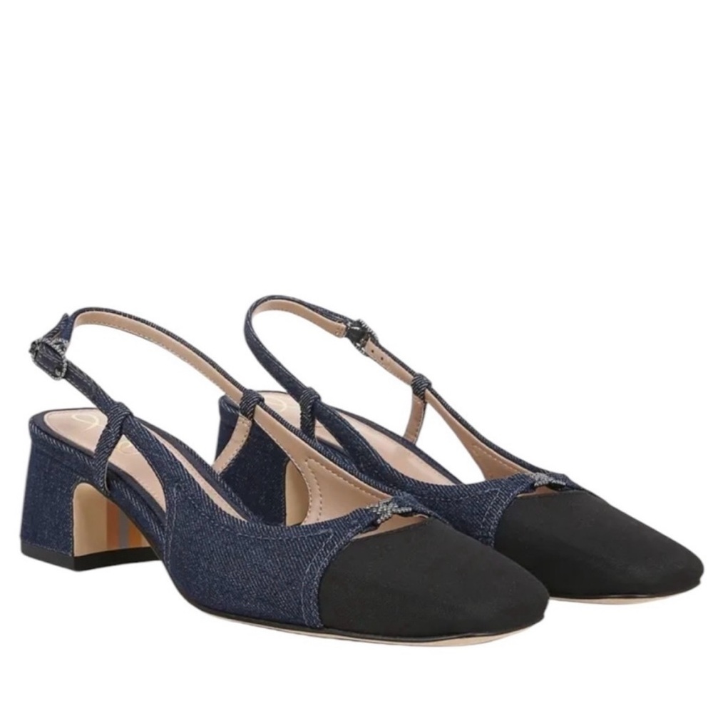 Sam Edelman Tarra Black and Blue Slingback Heels